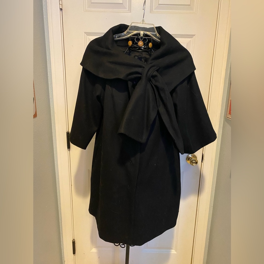Almost new Black wool blend 3/4 sleeve classic wrap with closing snaps